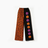 Preorder MOQ 5 pcs Each Style Halloween Leopard Pumpkin Girls Wide Leg Pants