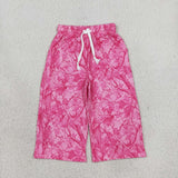 P1137 Hunting Leaves Rose Red Girls Wide Leg Pants