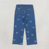 P1149 Bows Blue Girl's Denim Pants Jeans
