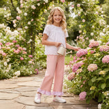 P1151 Pink Stripe Ruffles Girls Pants