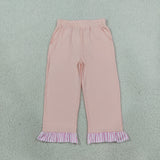 P1151 Pink Stripe Ruffles Girls Pants