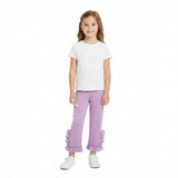 P1162 Solid Purple Ruffles Girls Pants