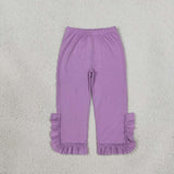 P1162 Solid Purple Ruffles Girls Pants