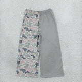 P1226 Hunting Camo Gray Green Girls Wide Leg Pants