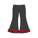Preorder MOQ 5 pcs GLP4019 Valentine's Day Dots Bows Ruffles Girls Flared Set