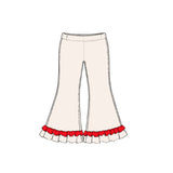 Preorder MOQ 5 pcs GLP4060 Solid Color Cotton Ruffles Yellow Red Girls Set