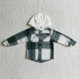 BT0209 New Children's Flannel Green Plaid Shirt Hoodie Boy's Girl's Shirt Coat