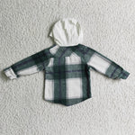 BT0209 New Children's Flannel Green Plaid Shirt Hoodie Boy's Girl's Shirt Coat