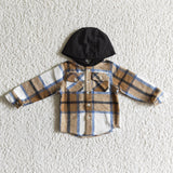 BT0076 New Children's Flannel Black Plaid Shirt Hoodie Boy's Girl's Shirt Coat