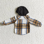 BT0076 New Children's Flannel Black Plaid Shirt Hoodie Boy's Girl's Shirt Coat