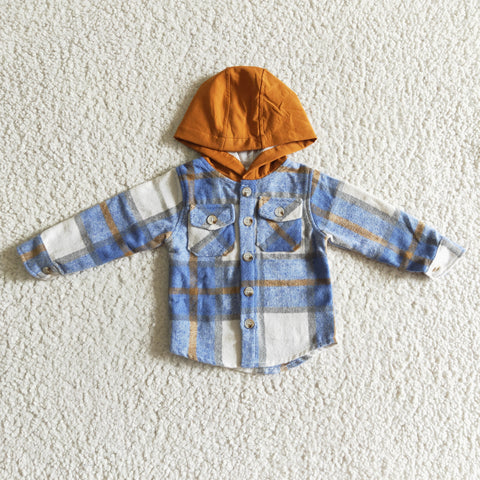 BT0208 New Children's Flannel Plaid Shirt Hoodie Boy's Girl's Shirt Coat