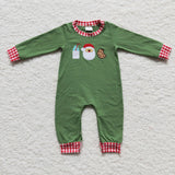 Embroidery Christmas Santa Cookie Milk Kids Sibiling Matching Clothes