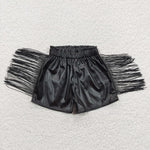 SS0094 Leather Black Tassel Girl Shorts