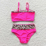 S0138 Hot Pink Leopard Girl's Swimsuit