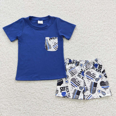 BSSO0242 Back The Blue Boy's Shorts Set