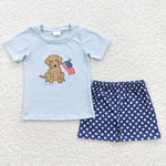 BSSO0227 National day Flag Dog Star Boy's Shorts Set