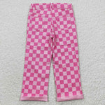 P0096 New Fashion Pink Pliad Hole Denim Boy's Girl's Pants Jeans