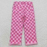 P0096 New Fashion Pink Pliad Hole Denim Boy's Girl's Pants Jeans