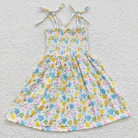 SALE GSD0374 Summer Smocked Straps Princess Sundress Floral Casual Holiday Dress Kids Beachwear