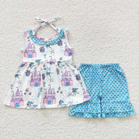 GSSO0304 Mermaid Princess Girl's Shorts Set