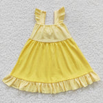 GSD0342 Princess Yellow Bow Girl's Dress