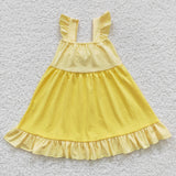 GSD0342 Princess Yellow Bow Girl's Dress