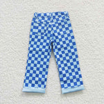 P0097 New Fashion Blue Pliad Hole Denim Boy's Girl's Pants