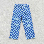 P0097 New Fashion Blue Pliad Hole Denim Boy's Girl's Pants