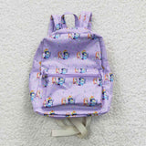 BA0058 Cartoon Purple Dog Backpack Bag