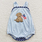 SR0331 Embroidery National day Flag Dog Star Baby Boy's Romper