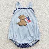 SR0331 Embroidery National day Flag Dog Star Baby Boy's Romper