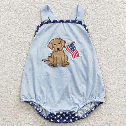 SR0331 Embroidery National day Flag Dog Star Baby Boy's Romper