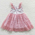 GSD0360 Cartoon Cat Pink Tulle Girl's Dress