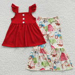 GSPO0587 Farm Red Cute Girl's Set