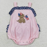 SR0332 National day Flag Dog Star Baby Girl's Romper