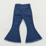 P0126 Western Fashion Blue Denim Flared Girl's Pants Jeans