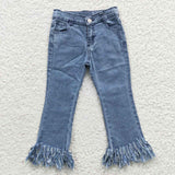 Fashion Light Blue Jeans Denim Pants With Tassel