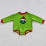 LR0277 Embroidery Christmas Green Animal Good Quality Sweater Shirt Romper