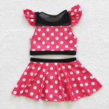 S0147 Cartoon Dots Pink Cute Girl's Swimsuit