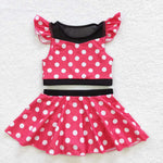 S0147 Cartoon Dots Pink Cute Girl's Swimsuit