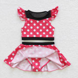 S0147 Princess Red Dots Cute Girl's Swimsuit