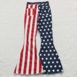 P0119 Adult July 4th National Day Star Stripe Jeans Fashion Flared Pants