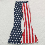 P0119 Adult July 4th National Day Star Stripe Jeans Fashion Flared Pants