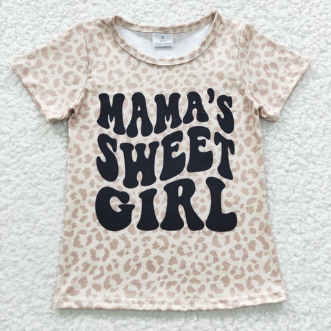 GT0185 Mama's sweet girl Leopard Girl Boy Shirt Top