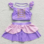 S0145 Princess Purple Cute Girl's Swimsuit