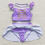 S0145 Princess Purple Cute Girl's Swimsuit