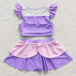 S0145 Princess Purple Cute Girl's Swimsuit