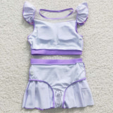 S0145 Princess Purple Cute Girl's Swimsuit