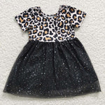 GSD0329 Leopard Black Tulle Girl's Dress