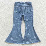 P0108 Blue Star Denim Flared Girl's Pants Jeans